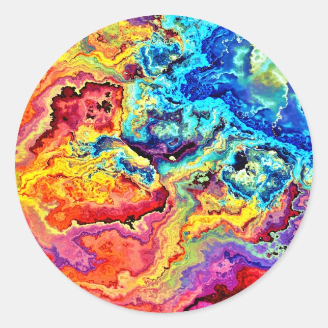 Heller, farbiger Marmor Runder Aufkleber (Vorderseite)