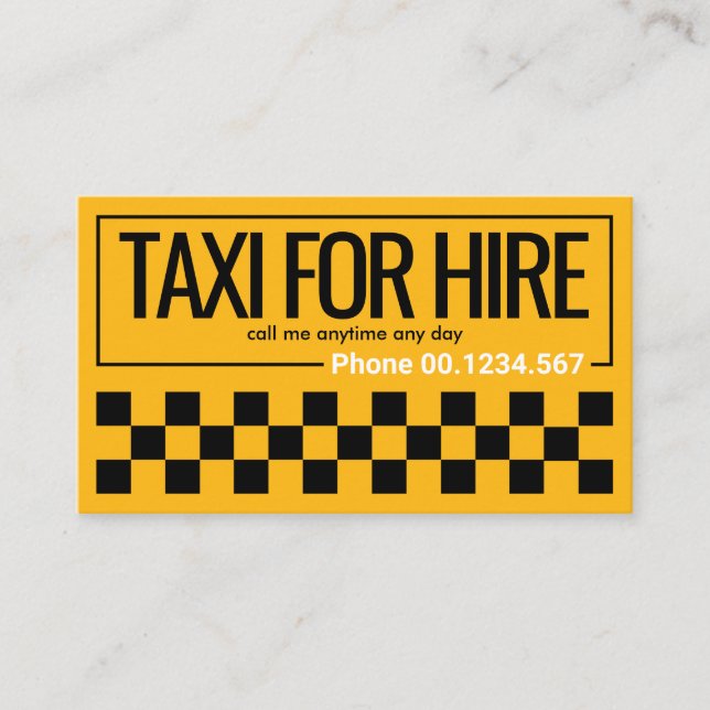 Heller, feiner Taxifahrer mit Stripteppichen Visitenkarte (Vorderseite)