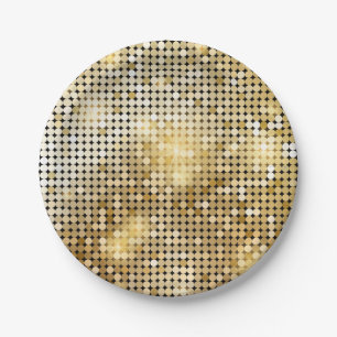 Heller funkelnder goldener pappteller