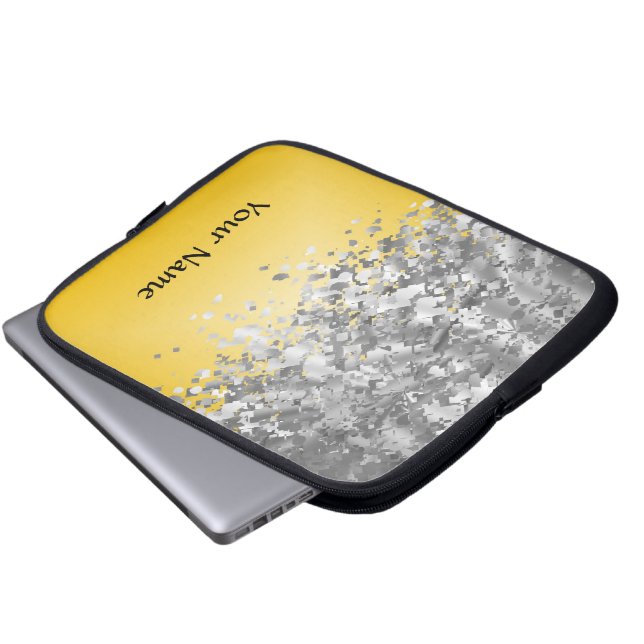 Heller Gelb- und Imitat-Glitter Laptopschutzhülle (Vorne Knopf)