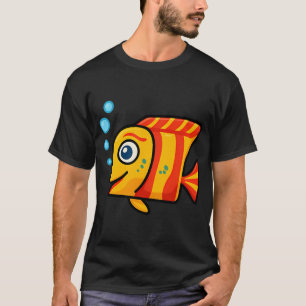Heller gestreifter Cartoon-Fisch – Süßer gelber un T-Shirt