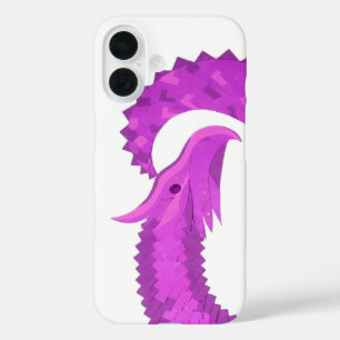Heller lila Herz-Drache auf Weiß iPhone 16 Hülle