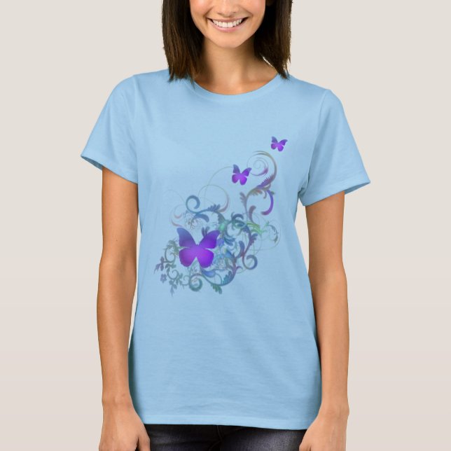 Heller lila Schmetterling T-Shirt (Vorderseite)