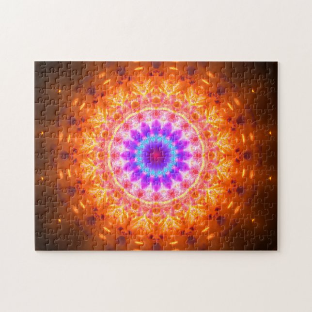 Heller lila und orange Mandala Puzzle (Horizontal)