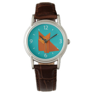 Heller niedlicher Origami Fox Armbanduhr