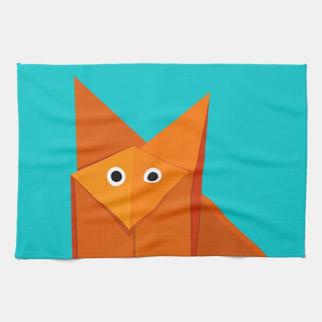 Heller niedlicher Origami Fox Küchentuch (Horizontal)