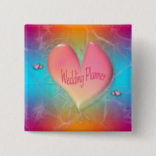 Heller pfirsichfarbener rosa Hochzeits-Planerknopf Button