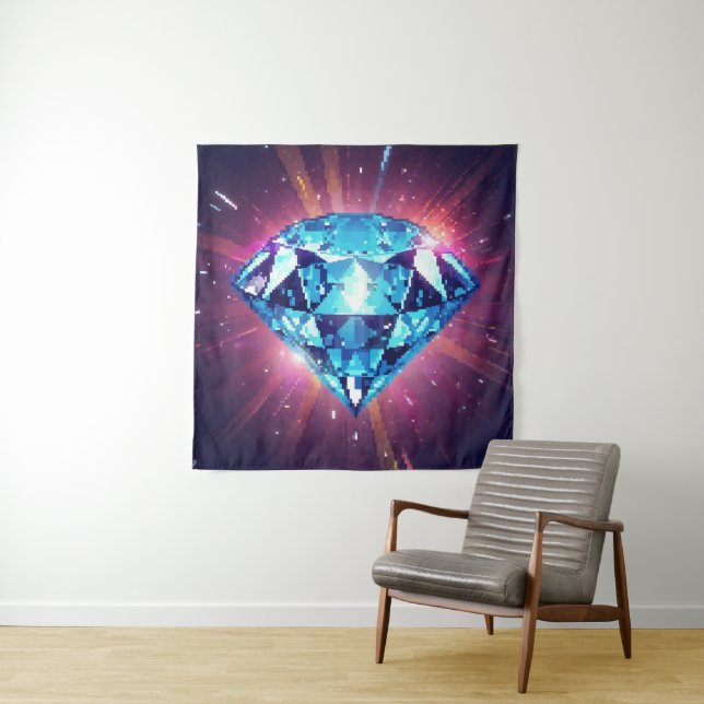 Heller pixeliger Diamant  Wandteppich (Beispiel)
