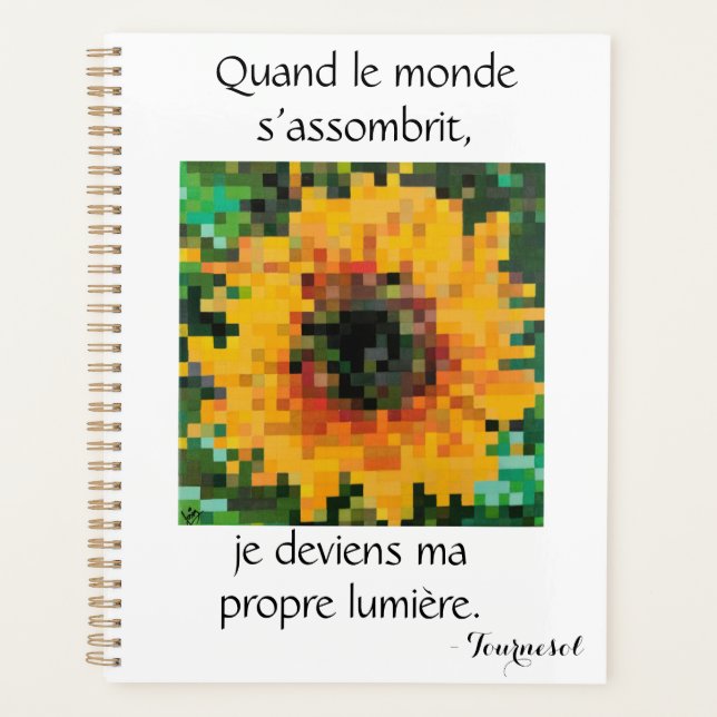Heller pixeliger Sonnenblume Planer (Vorderseite)