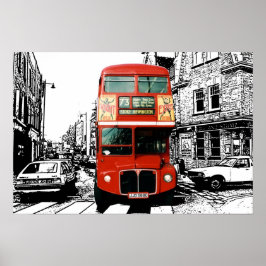 Heller Red Bus in London Poster