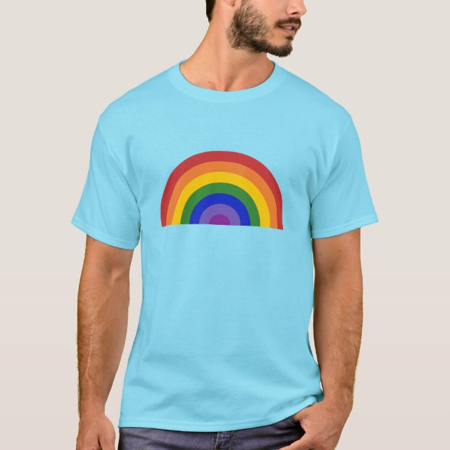 Heller Regenbogen auf dem hellblauen LGBT-Prix T-Shirt (Vorderseite)