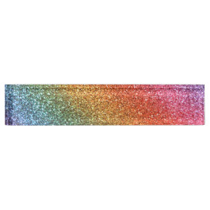 Heller Regenbogen-Glitter Namensplakette