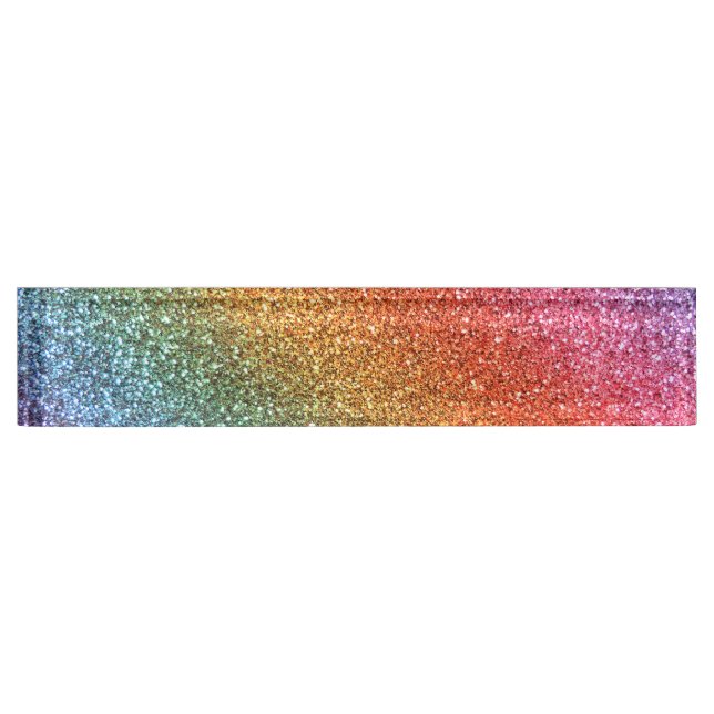 Heller Regenbogen-Glitter Namensplakette (Vorderseite)