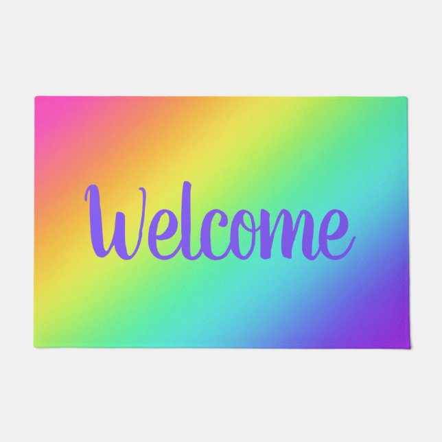 Heller Regenbogen-Gradient-Willkommens-Fußmatte Fußmatte (Vorderseite)