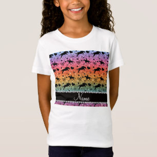 Heller Regenbogen-NamensGlitterreiterherzbögen T-Shirt