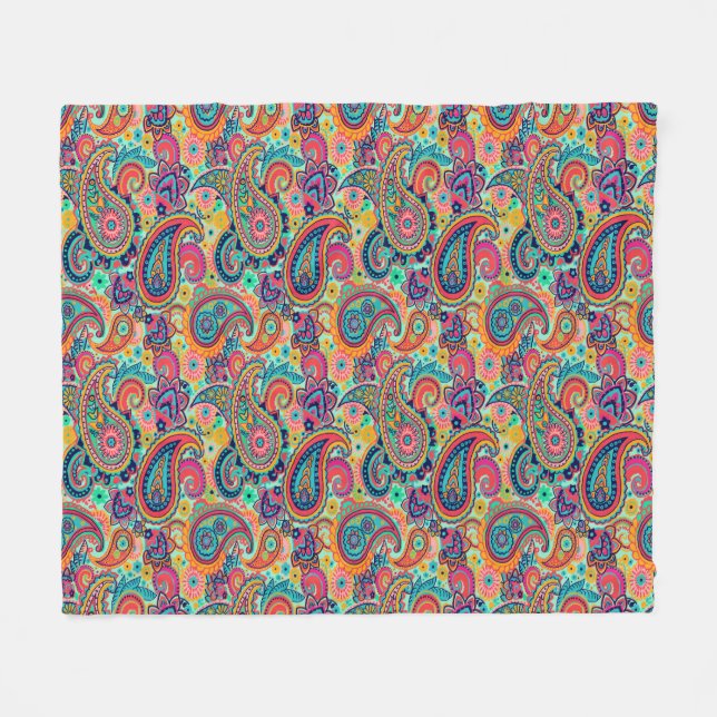Heller Regenbogen Paisley Fleecedecke (Vorderseite (Horizontal))