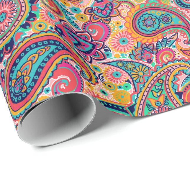 Heller Regenbogen Paisley Geschenkpapier (Rolleneckpunkt)