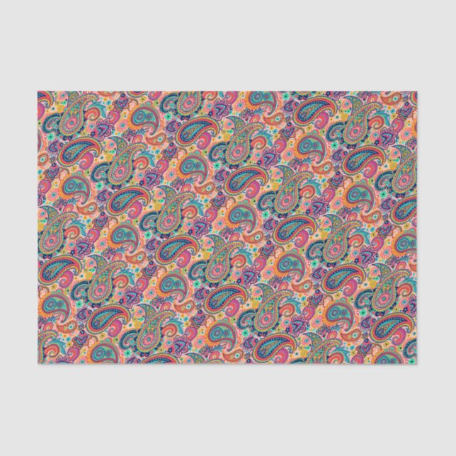 Heller Regenbogen Paisley Seidenpapier (Vorderseite)
