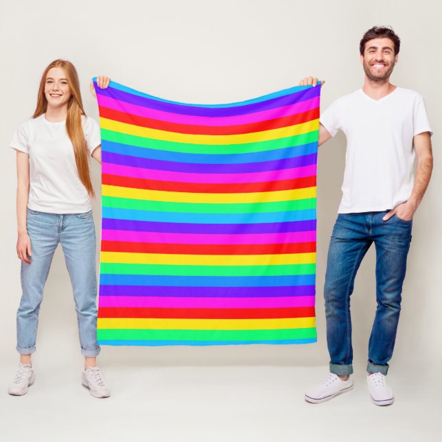 Heller Regenbogen-Streifen Fleecedecke (Beispiel)