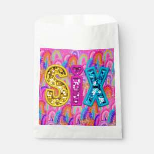 Heller Regenbogen zum 6. Geburtstag Geschenktütchen