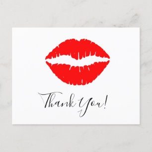 Heller roter Lippenstift Kuss Danke Postkarte