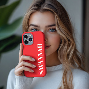 Heller roter personalisierter Name einfach iPhone 13 Pro Max Hülle