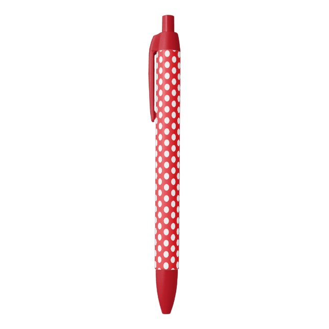 Heller roter Stift mit stilvollem weißen Punktmust (Oberseite (Vertikal))