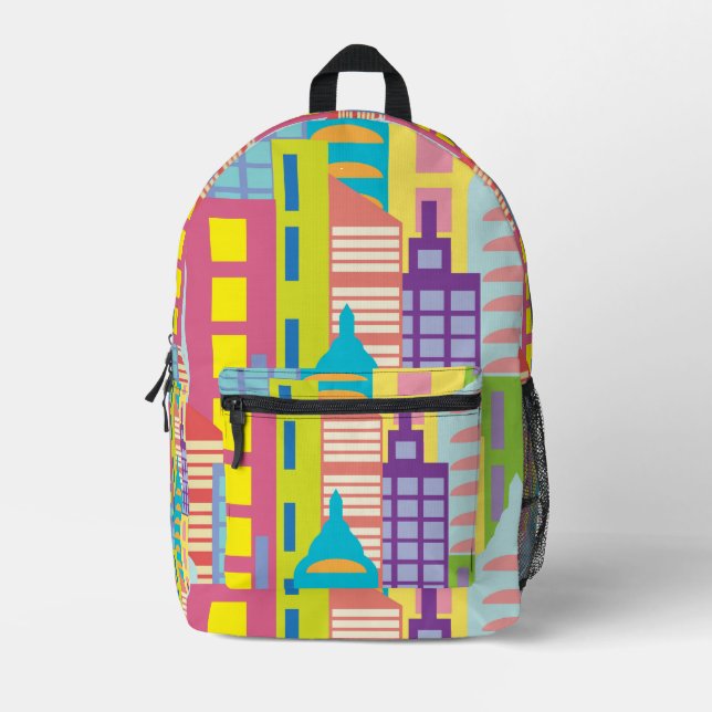 Heller Sommertag Moderne Stadt Bedruckter Rucksack (Vorderseite)