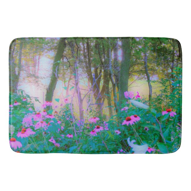 Heller Sonnenaufgang mit rosa Türmen in meinem Gar Badematte (Vorderseite)