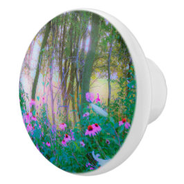 Heller Sonnenaufgang mit rosa Türmen in meinem Gar Keramikknauf