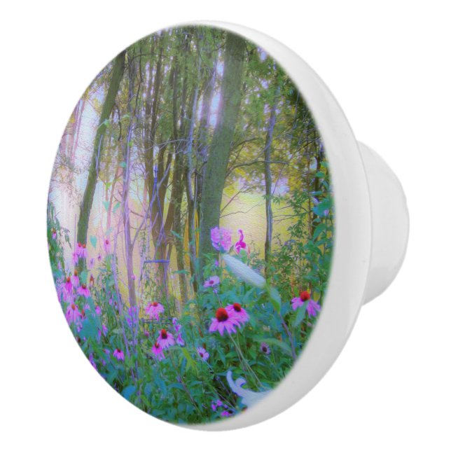 Heller Sonnenaufgang mit rosa Türmen in meinem Gar Keramikknauf (Rechts)