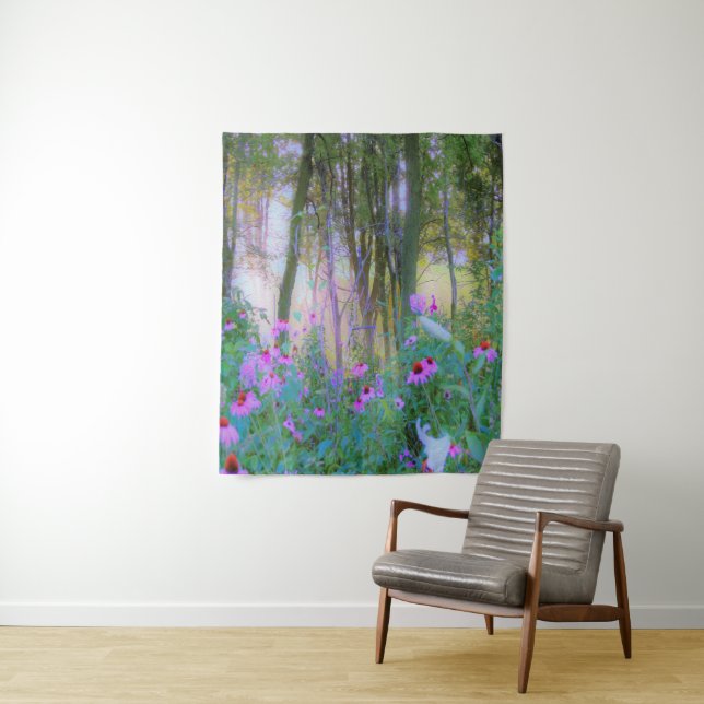 Heller Sonnenaufgang mit rosa Türmen in meinem Gar Wandteppich (Beispiel)