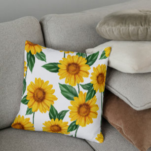 Heller Sonnenblumengarten - Frischer Blumenschmuck Kissen