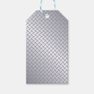 Heller Stahl-Diamantplatten-Look Geschenkanhänger