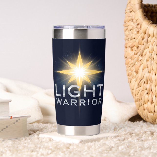 Heller Stern, leuchte, Lichtkrieger Thermobecher (Wohnzimmer (gedreht))