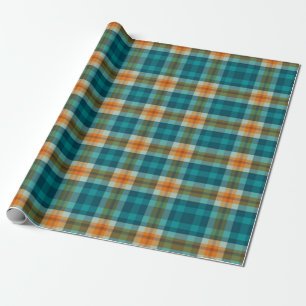 Heller Tartan kariert, aquamarin und Gold Geschenkpapier