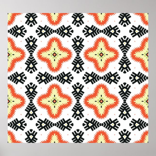Heller Teppich: Ethnisch-aztekische Ornamente Poster (Vorne)