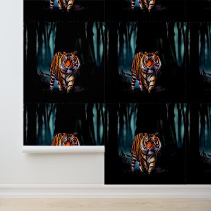 Heller Tiger Dunkler Wald Tapete