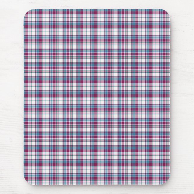 Heller Türkis und magentarotes kariertes Mousepad (Vorne)
