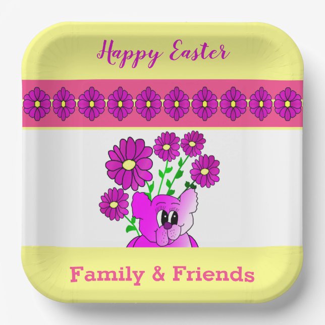 Heller und farbenfroher Bär Pappteller (Vorderseite)