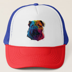 Heller und flauschiger chinesischer Shar-Pei-Hund, Truckerkappe