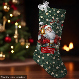 Heller Vintager Santa Strumpf mit Individuelle Nam Großer Weihnachtsstrumpf