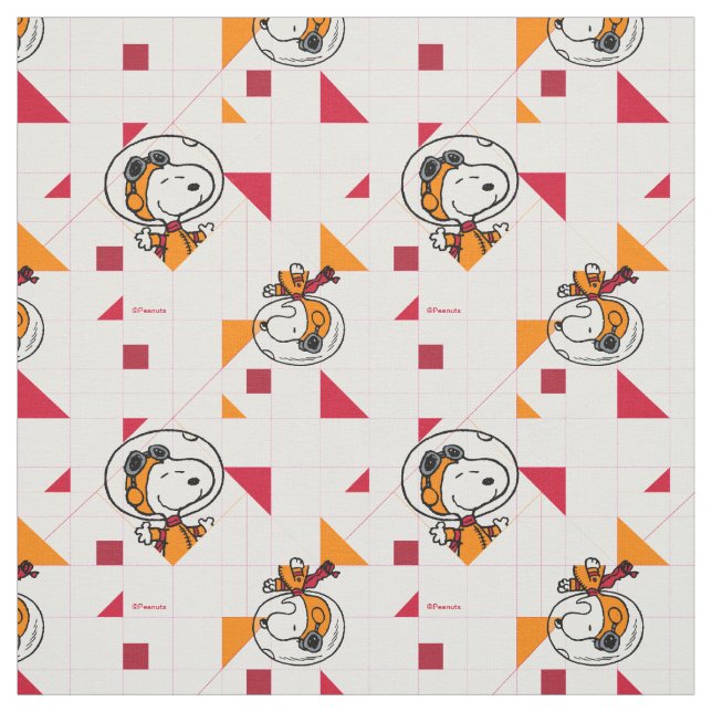 Heller Weißer Snoopy-Astronaut-Geometrie Stoff (Muster)