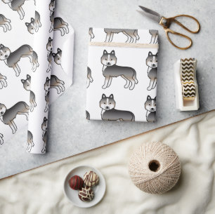 Heller Wolfgrauer Siberian Husky Süßer Hund Muster Geschenkpapier