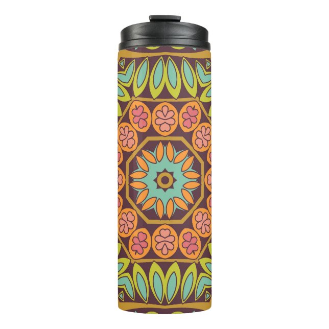 Helles abstraktes Blumendesign. Thermosbecher (Vorderseite)