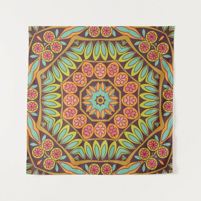 Helles abstraktes Blumendesign. Wandteppich (Vorderseite)
