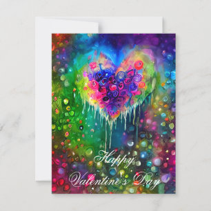 Helles abstraktes Herz und Blasen Kinder Valentins Feiertagskarte
