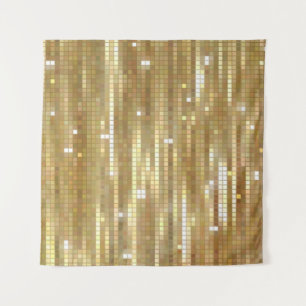 Helles, abstraktes Mosaik mit goldfarbenem Hinterg Wandteppich