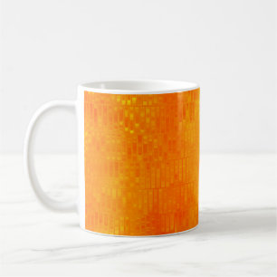 Helles, abstraktes Mosaik-Orange-Hintergrund mit G Kaffeetasse