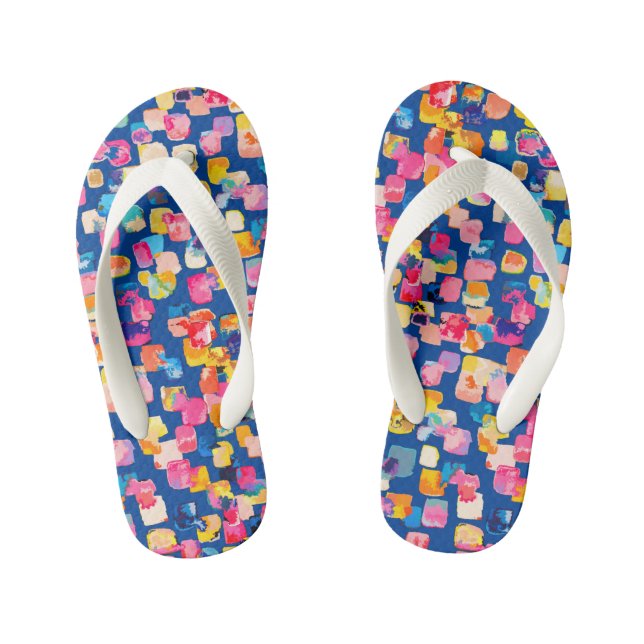 Helles abstraktes Quadratmuster Kinderbadesandalen (Fußbett)